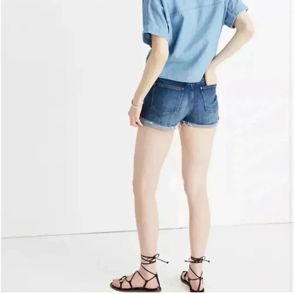 Madewell Womens Size 36 High-Rise Denim Jean Shorts Cut Off Frayed F7019 Stretch - Picture 9 of 11